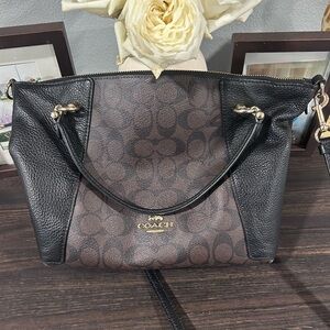 Coach Black and Brown Signature Shoulder Bag